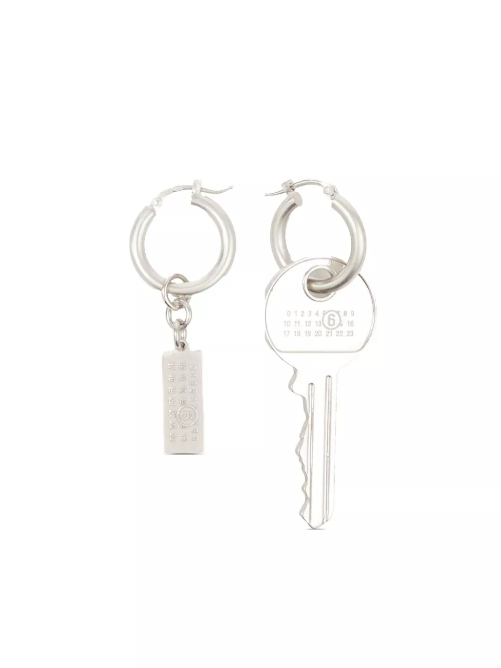 MM6 Maison Margiela Tag and Key pendant hoop drop earrings Women 0126