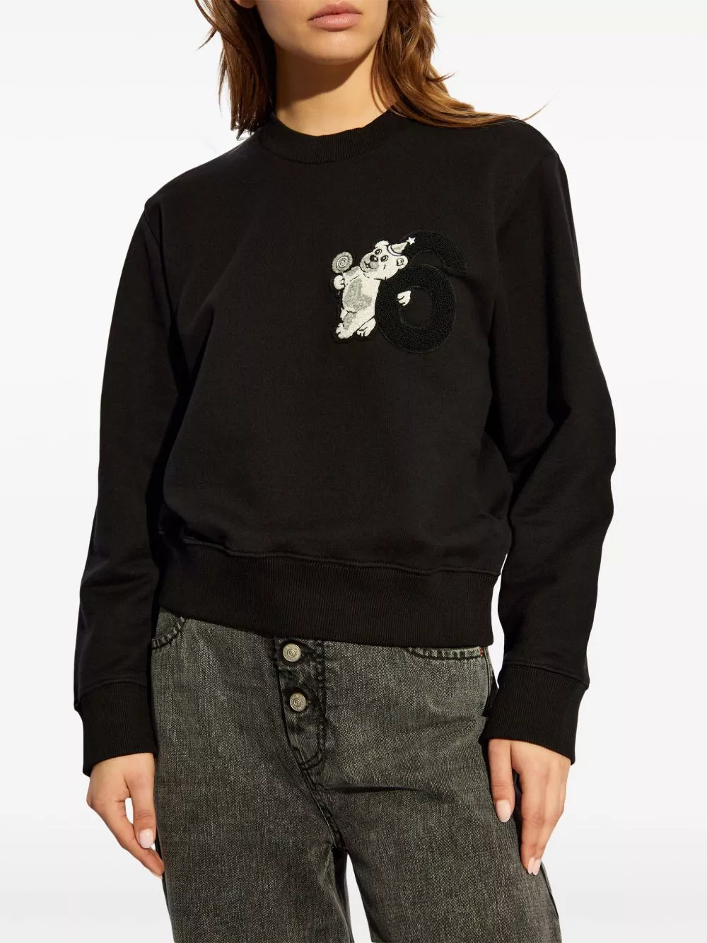 Cheap MM6 Maison Margiela bear-patch cotton sweatshirt Women 0129