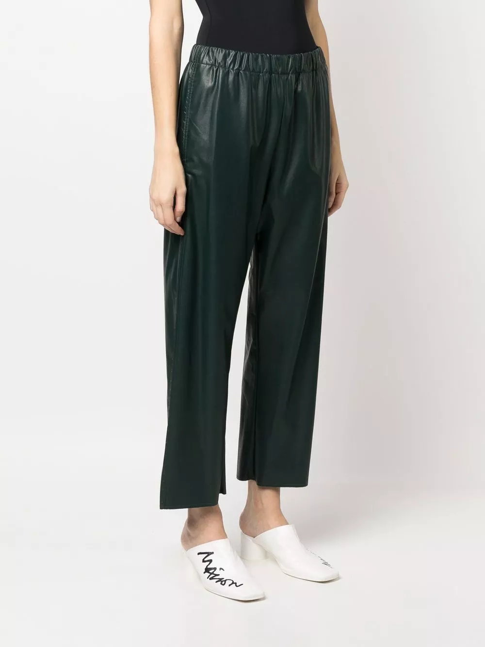 Affordable MM6 Maison Margiela faux-leather cropped trousers Women 0120