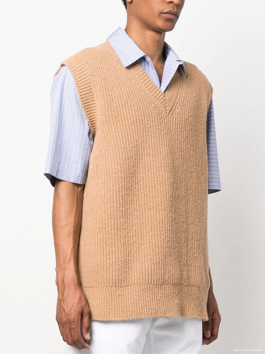 Affordable Margiela vest Men ribbed-knit V-neck Maison 0219