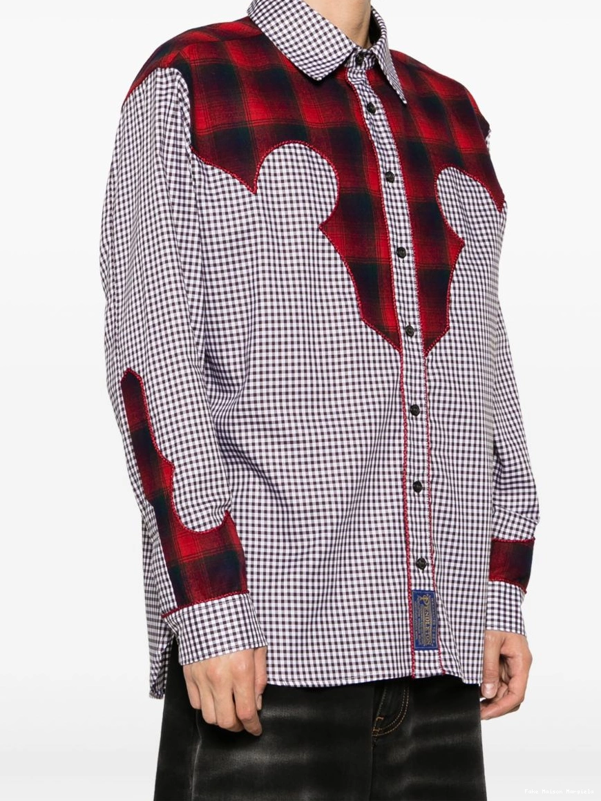 Cheap yoke Men Margiela gingham x shirt Maison Pendleton 0219