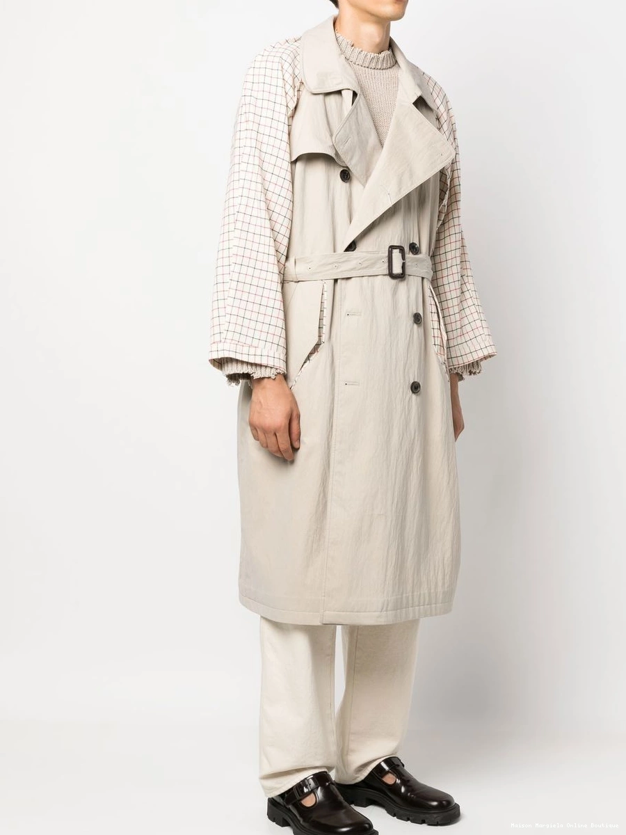 Cheap Men Spliced belted coat Maison Margiela trench 0213