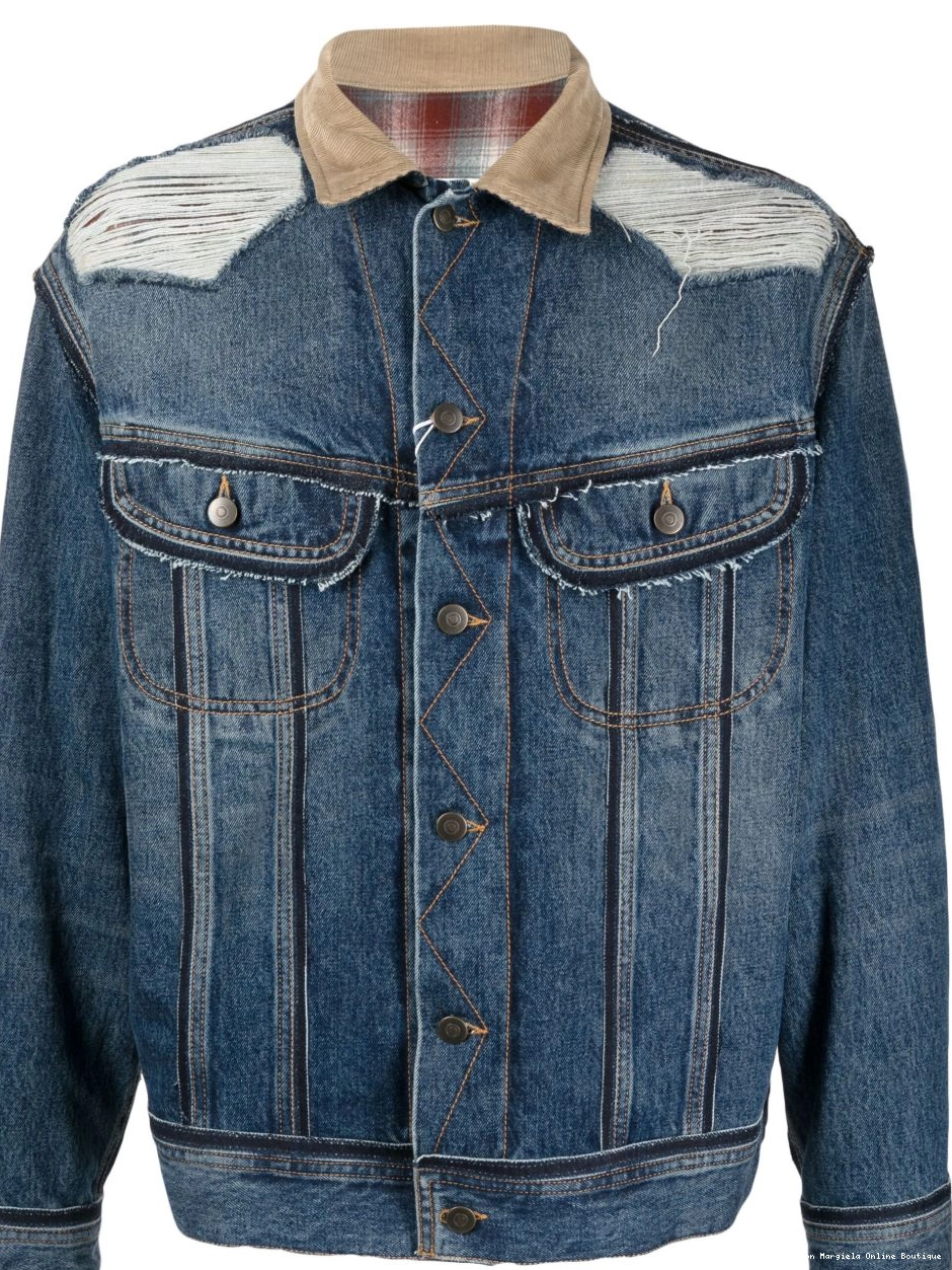 Cheap Maison distressed jacket Pendleton Margiela Men x denim 0214