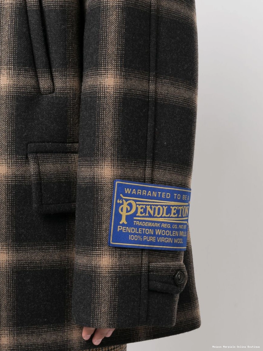 Affordable x checked peacoat Maison Pendleton Men wool Margiela 0212