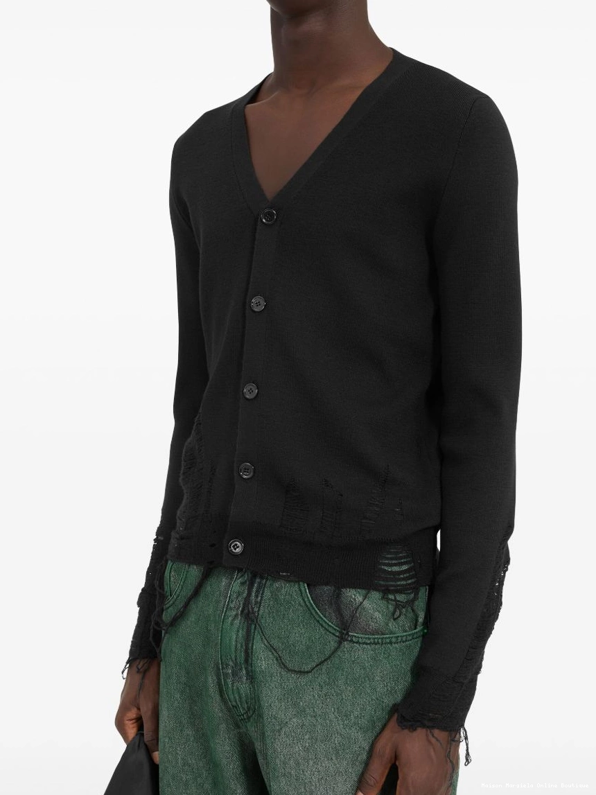 Affordable Margiela Men Maison cardigan distressed MM6 0228