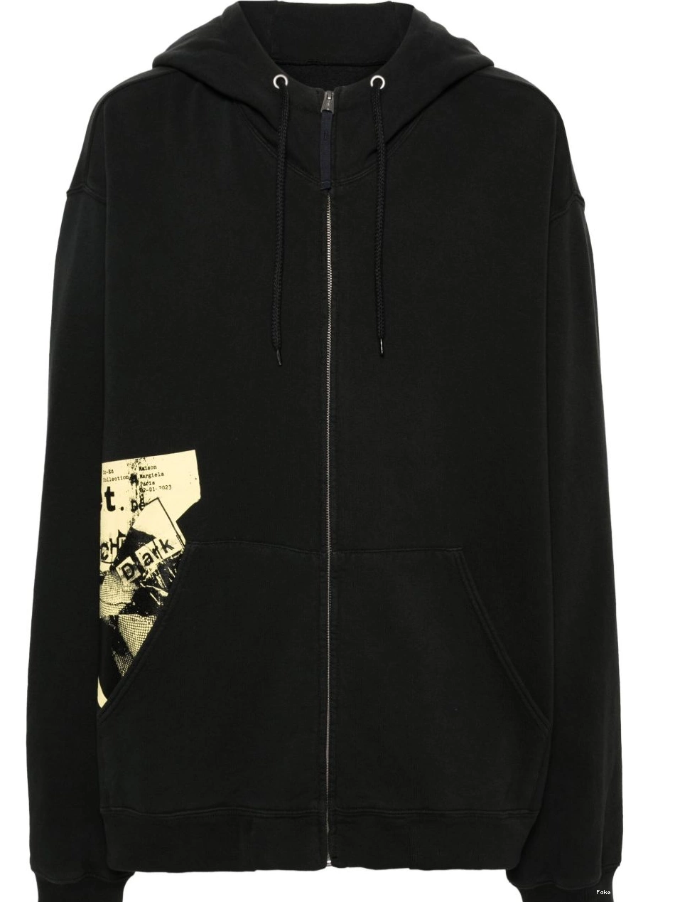 Affordable cotton Men Maison zip hoodie Margiela Invitation 0217