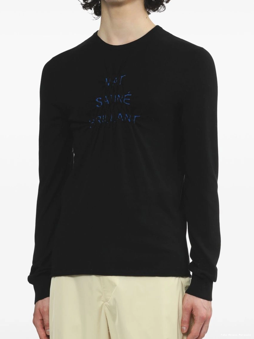 Cheap Maison sweatshirt MM6 slogan-print Margiela Men gathered 0220