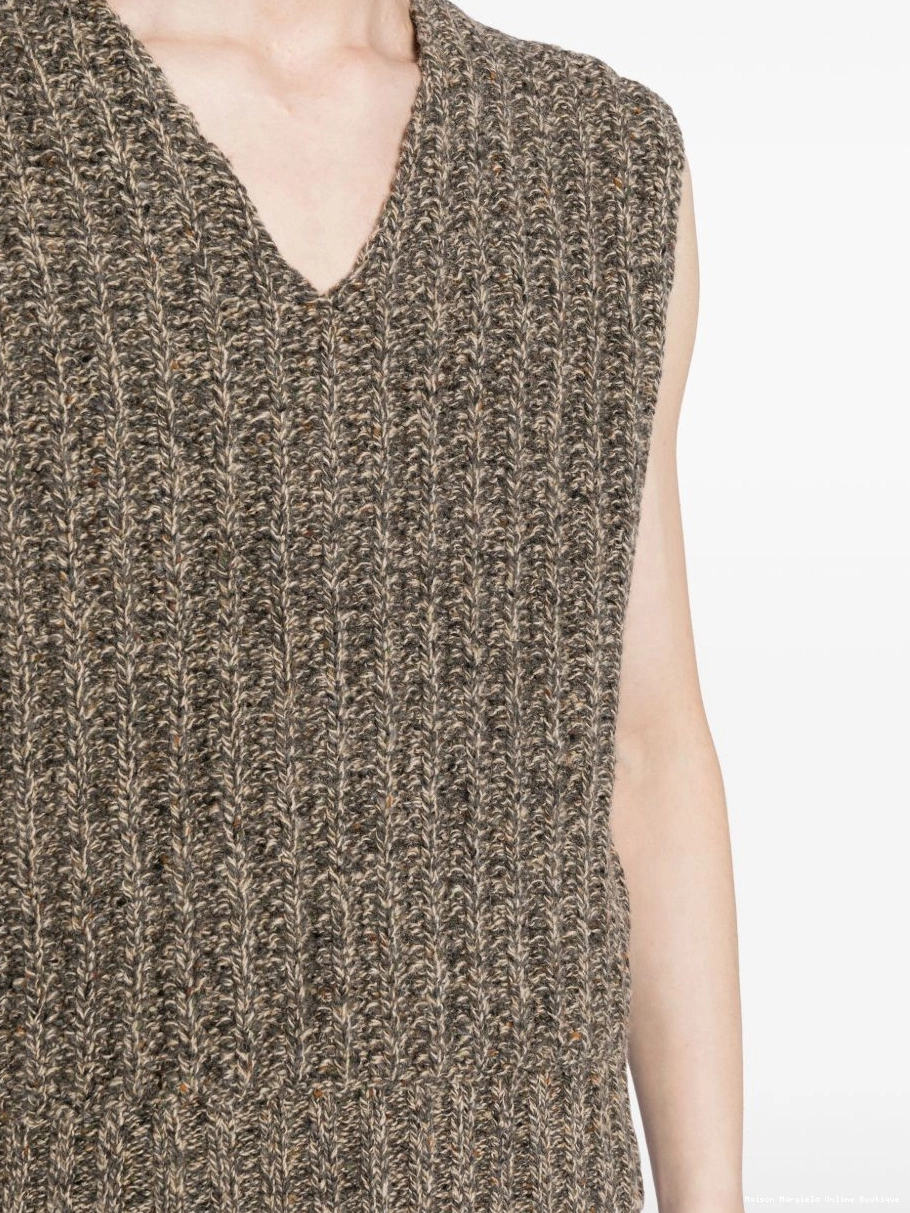 Affordable Margiela Maison Men vest V-neck chunky-knit 0213