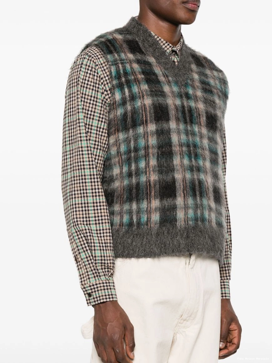 Affordable Maison vest Margiela Men checked brushed 0209