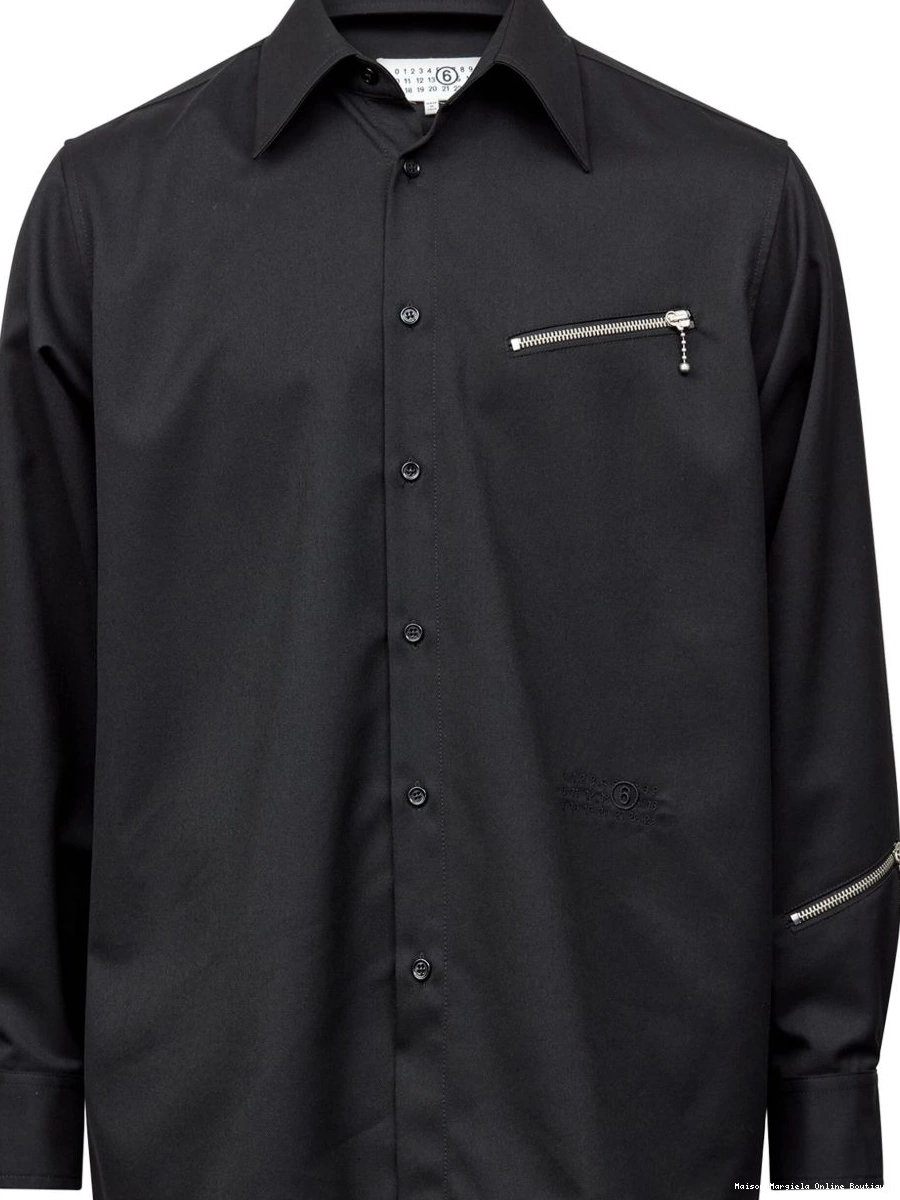 Affordable Maison Men zip-detail MM6 Margiela shirt long-sleeve 0218