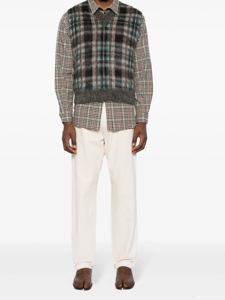 Affordable Maison vest Margiela Men checked brushed 0209