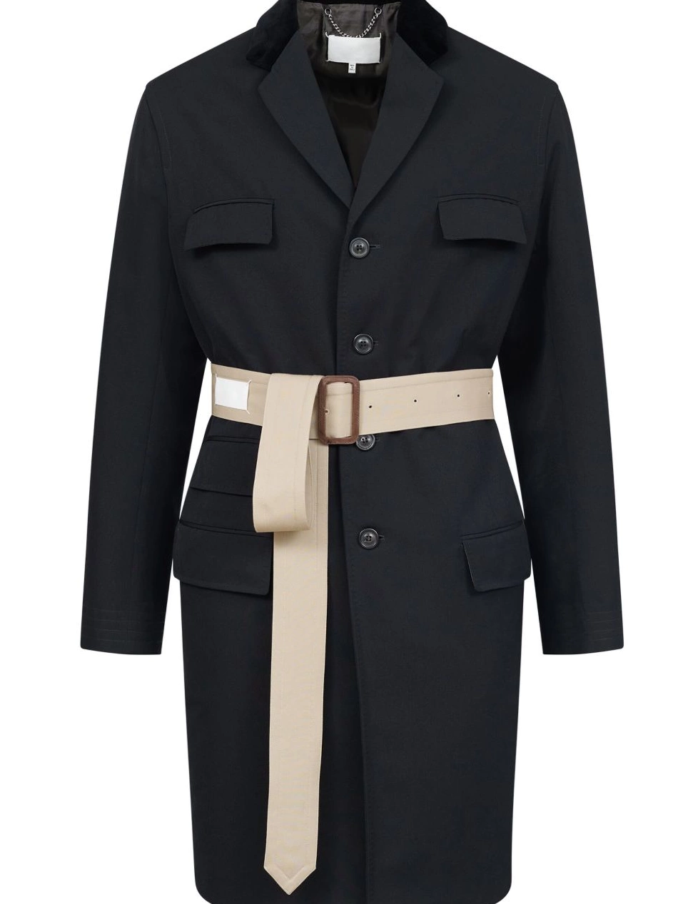 Affordable Margiela coat Maison Men two-tone belted 0219