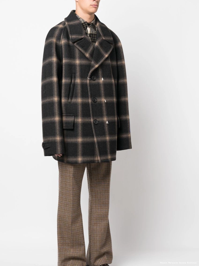 Affordable x checked peacoat Maison Pendleton Men wool Margiela 0212