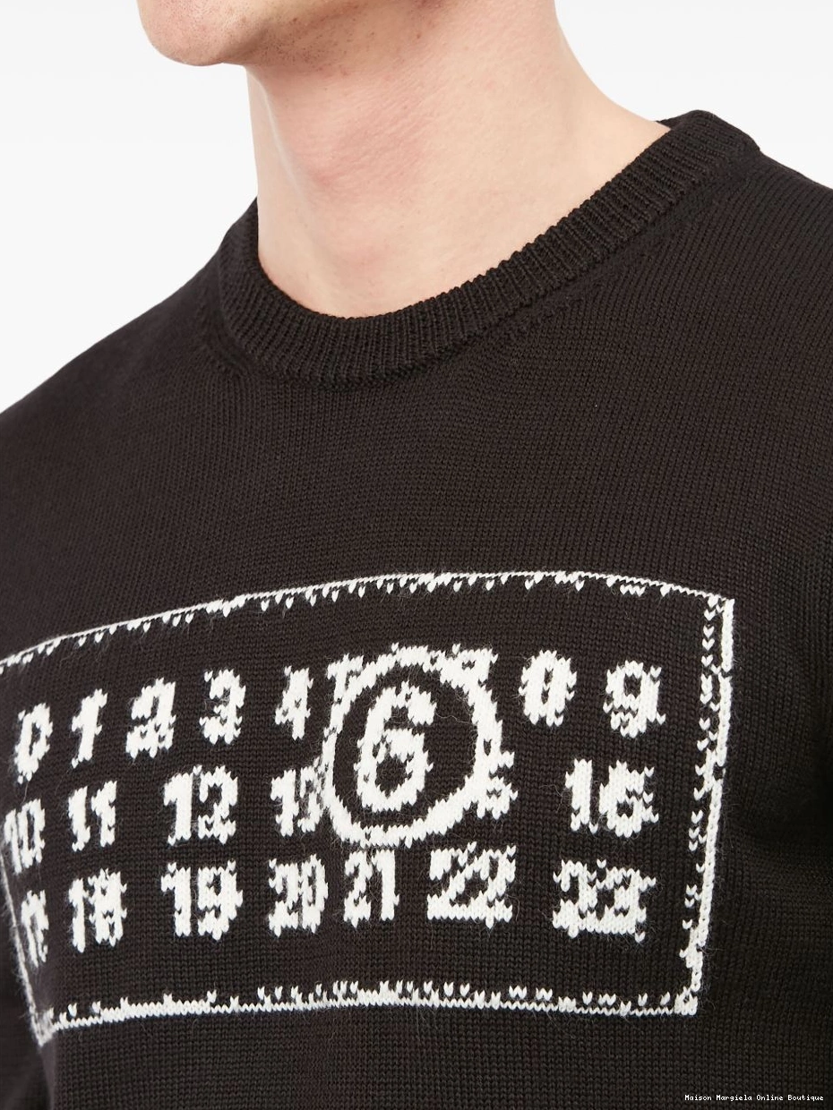 Affordable Maison Men crew-neck MM6 jumper Numbers-motif Margiela 0222