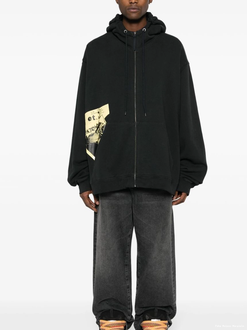 Affordable cotton Men Maison zip hoodie Margiela Invitation 0217