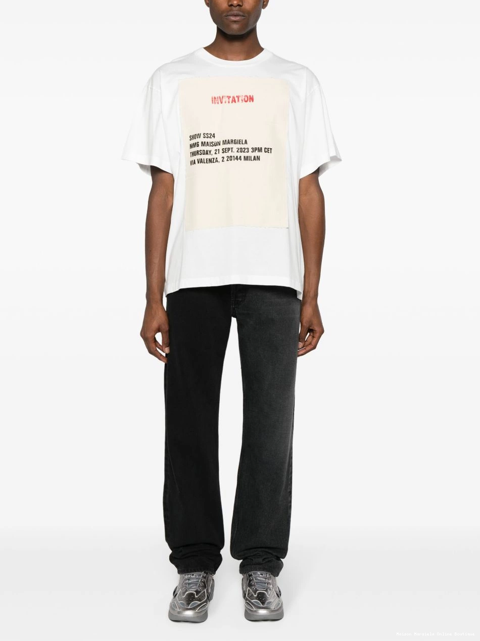 Cheap cotton Maison MM6 T-shirt invitation-patch Men Margiela 0210