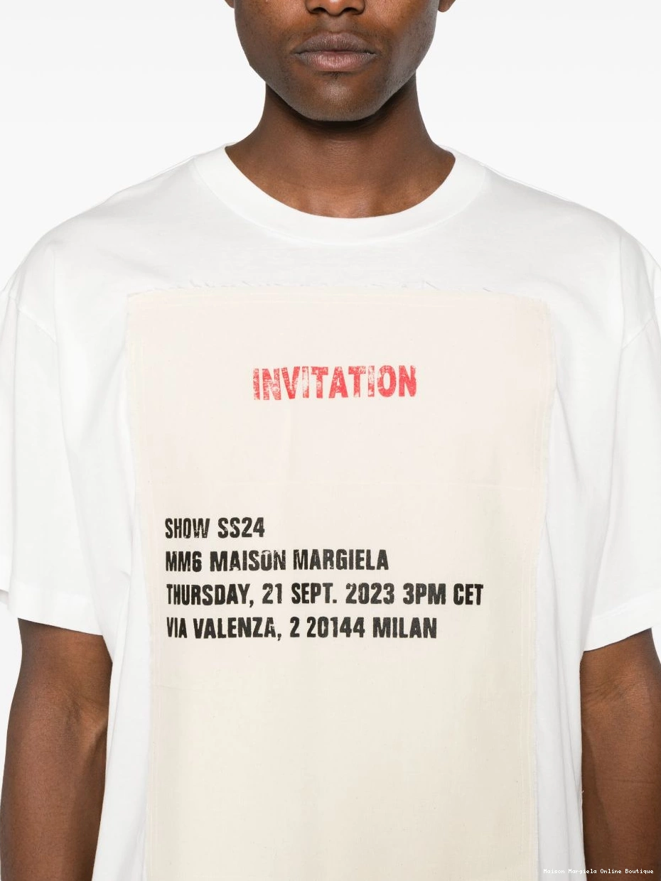 Cheap cotton Maison MM6 T-shirt invitation-patch Men Margiela 0210