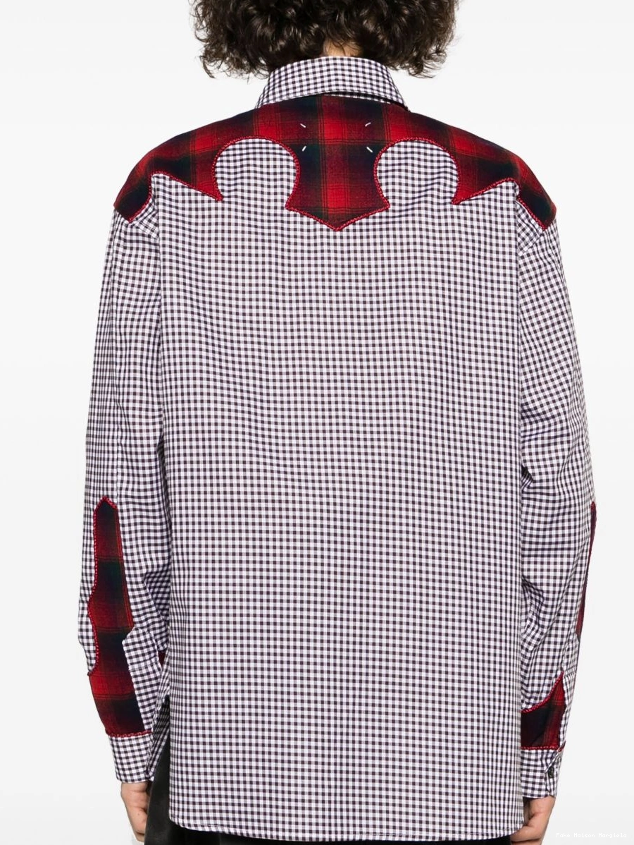 Cheap yoke Men Margiela gingham x shirt Maison Pendleton 0219