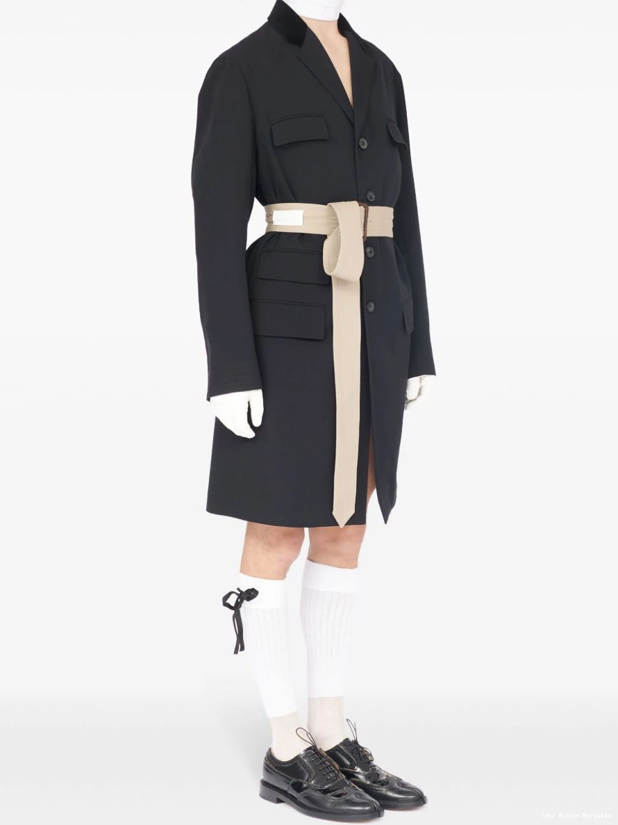 Affordable Margiela coat Maison Men two-tone belted 0219