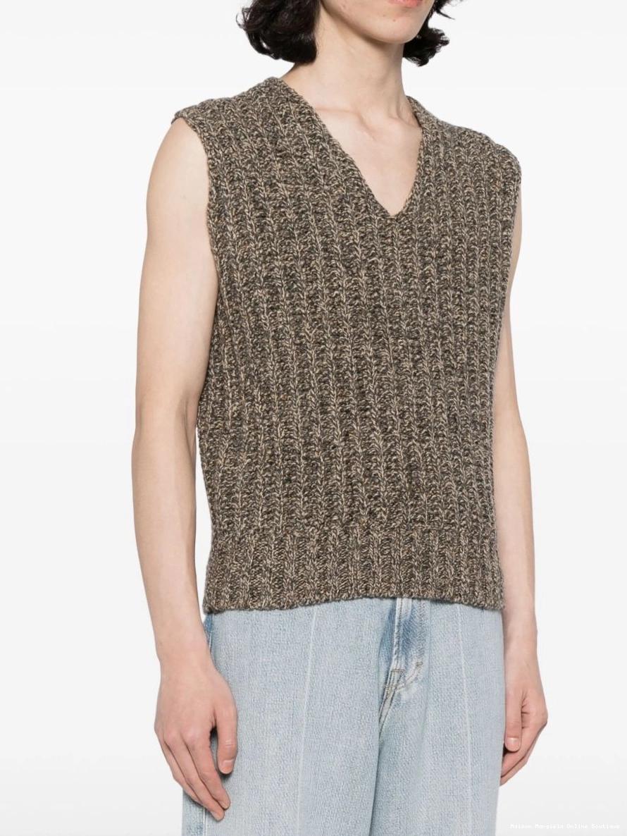 Affordable Margiela Maison Men vest V-neck chunky-knit 0213