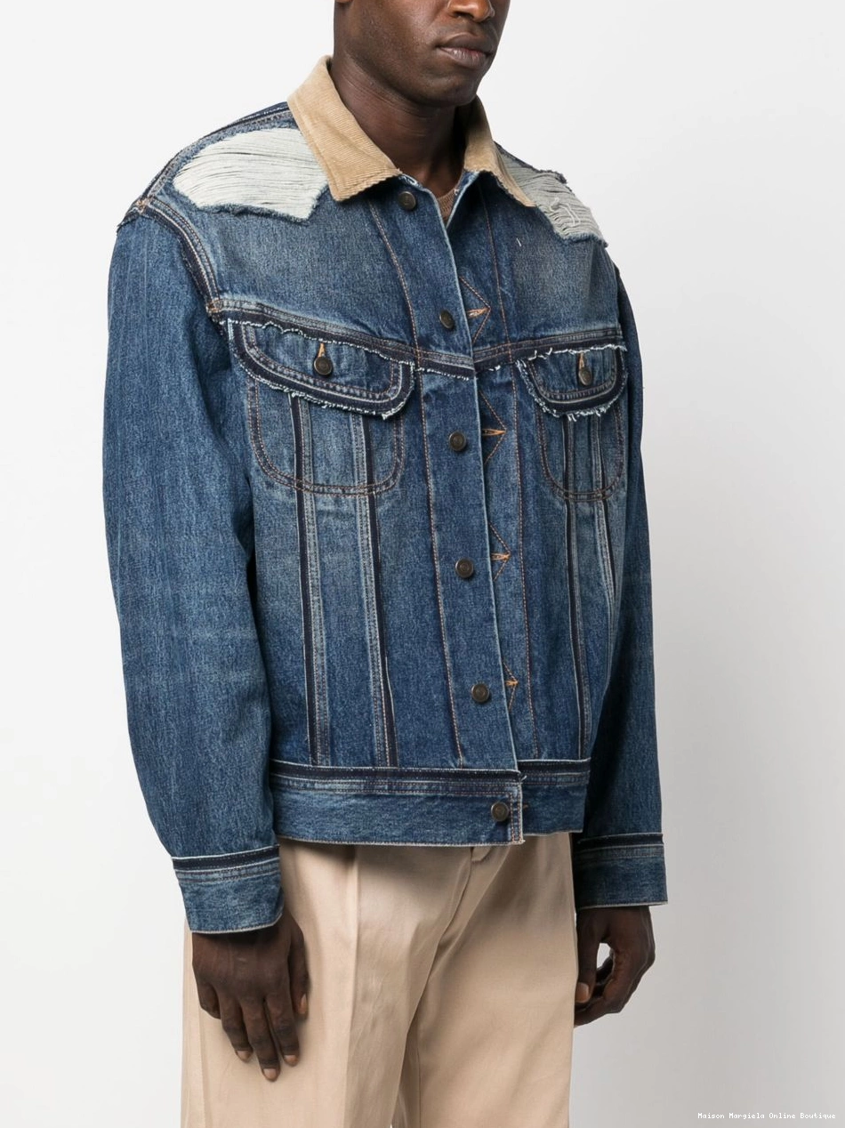 Cheap Maison distressed jacket Pendleton Margiela Men x denim 0214