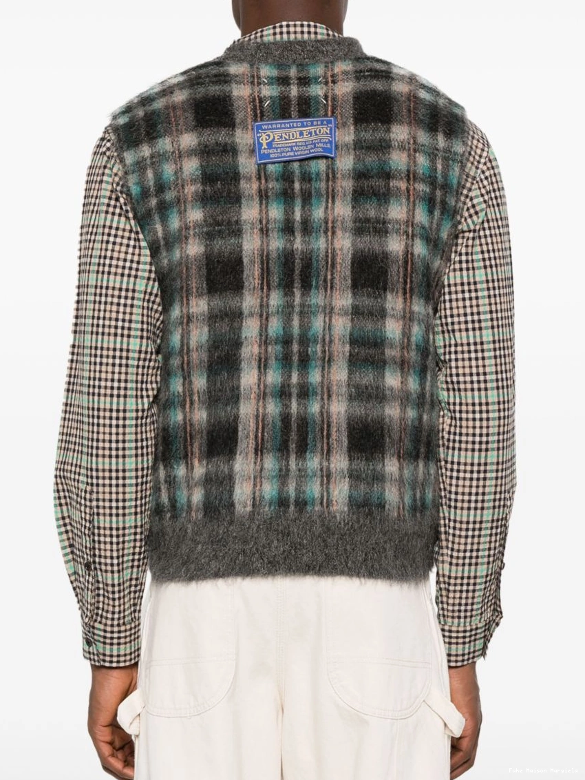 Affordable Maison vest Margiela Men checked brushed 0209