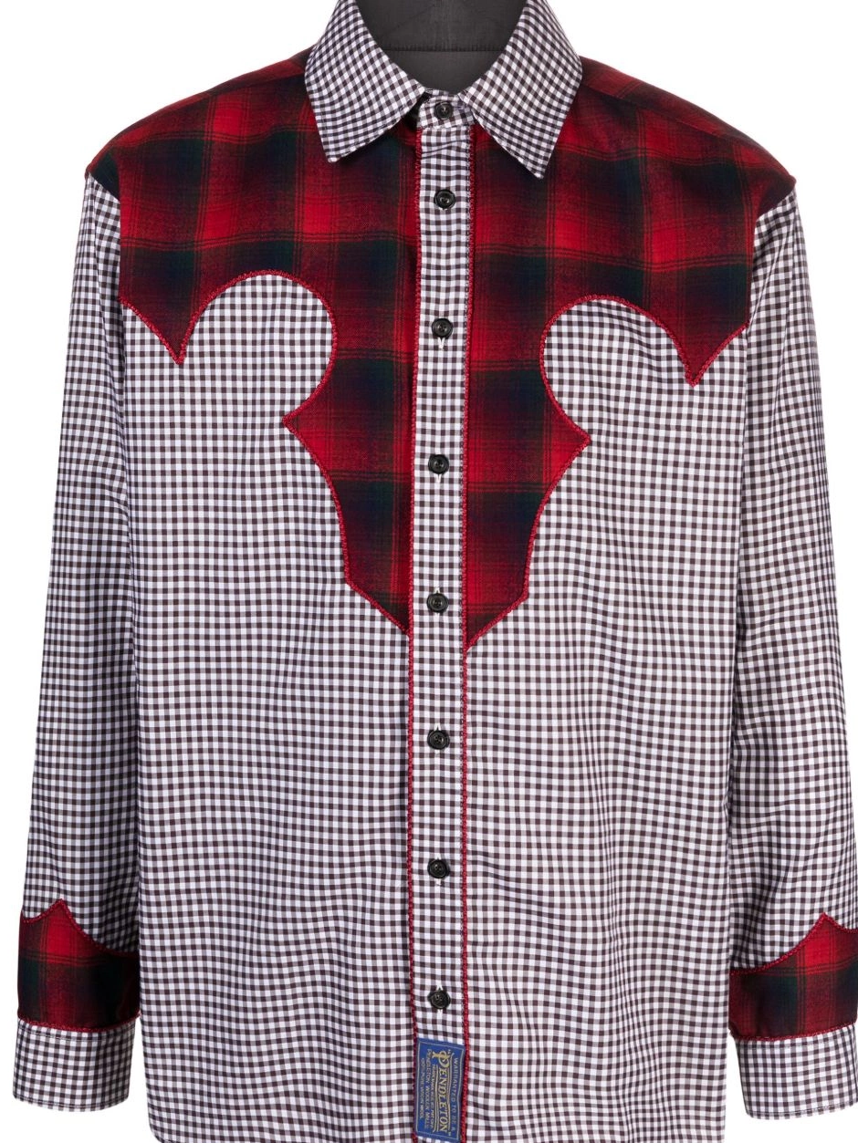 Cheap yoke Men Margiela gingham x shirt Maison Pendleton 0219