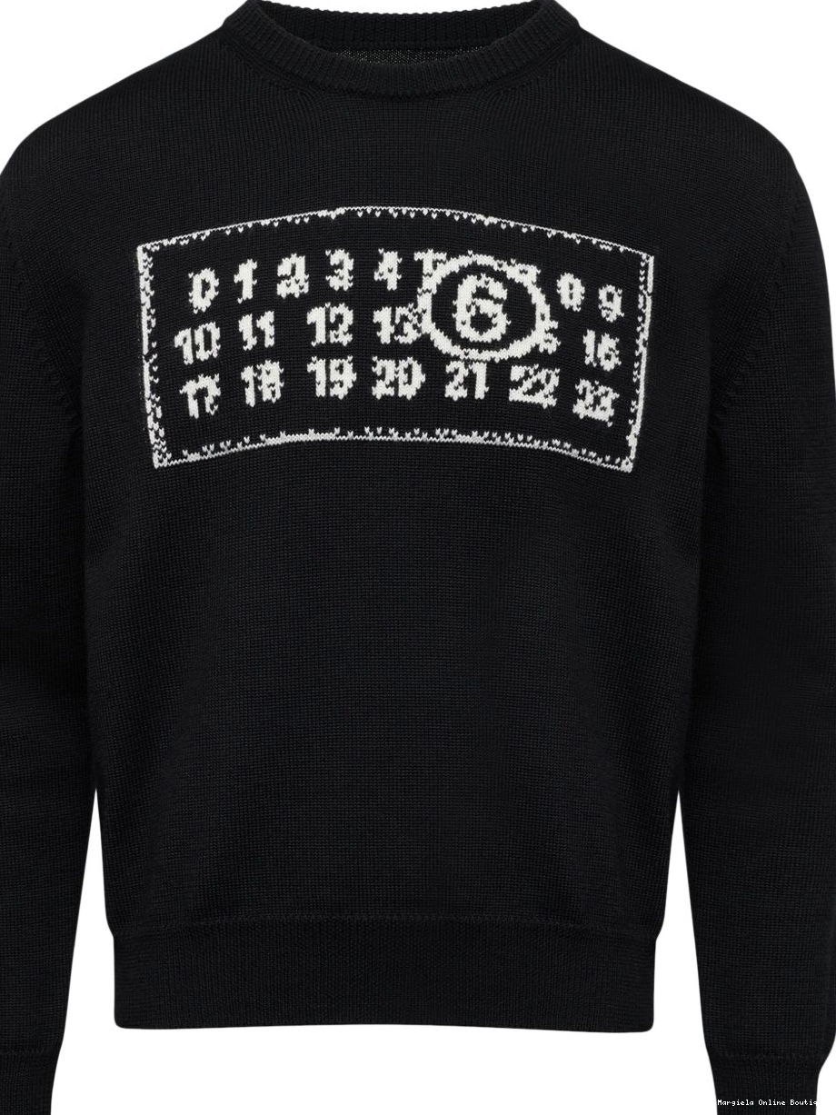 Affordable Maison Men crew-neck MM6 jumper Numbers-motif Margiela 0222