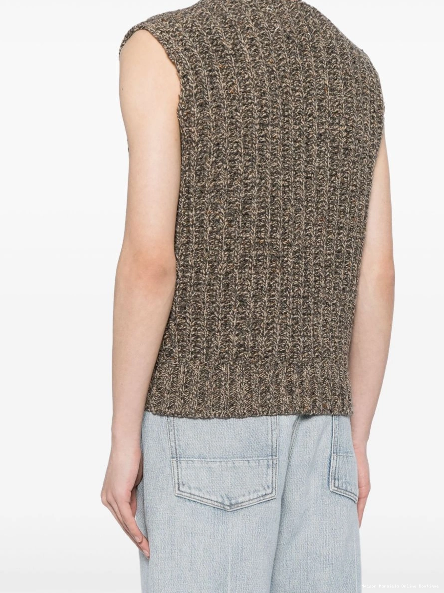 Affordable Margiela Maison Men vest V-neck chunky-knit 0213