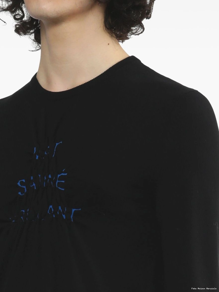 Cheap Maison sweatshirt MM6 slogan-print Margiela Men gathered 0220