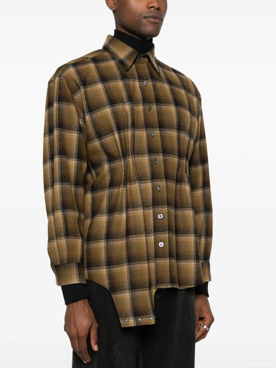 Cheap Men Pendleton asymmetric x plaid Maison wool shirt Margiela 0219