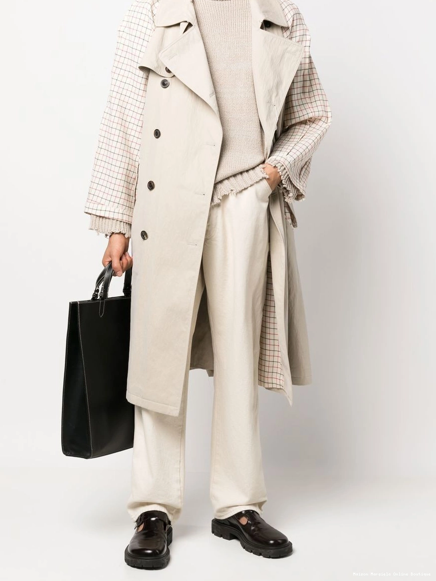 Cheap Men Spliced belted coat Maison Margiela trench 0213