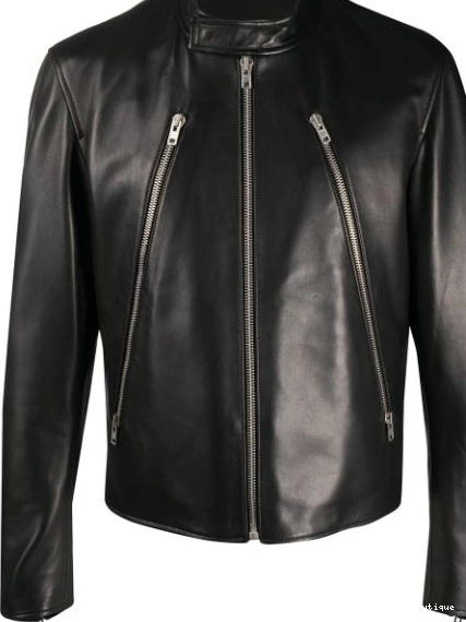 Affordable Maison mock Men neck Margiela leather jacket 0215