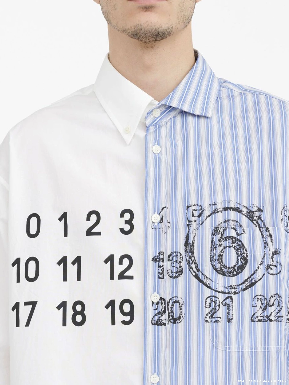 Affordable MM6 numbers-motif shirt Margiela Spliced Men Maison 0312