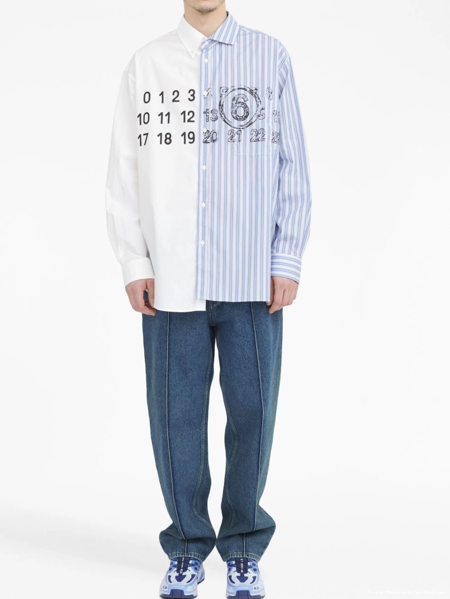 Affordable MM6 numbers-motif shirt Margiela Spliced Men Maison 0312