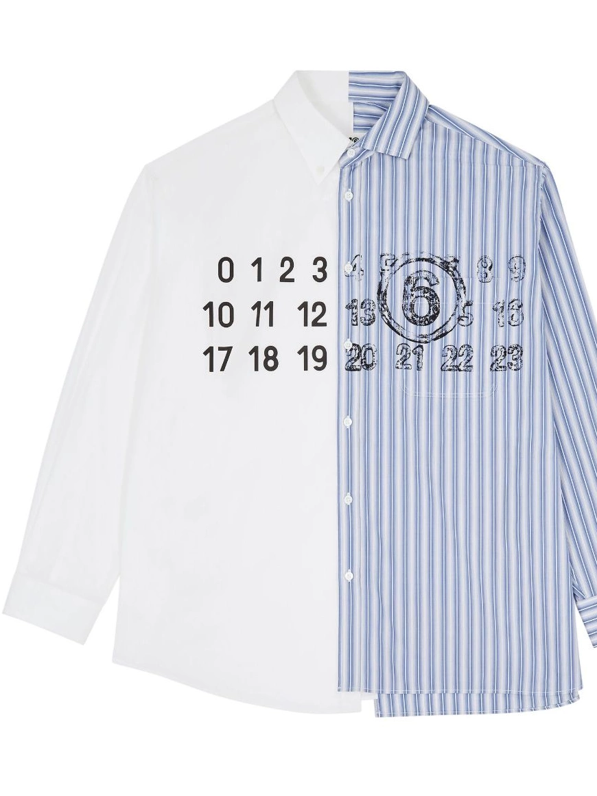 Affordable MM6 numbers-motif shirt Margiela Spliced Men Maison 0312